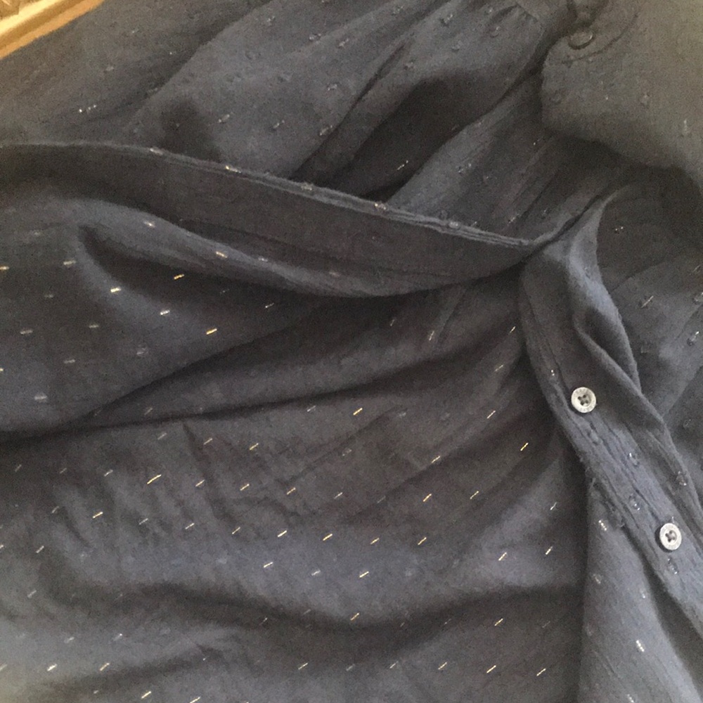 Navy Button-Up Blouse - Picture 6 of 7